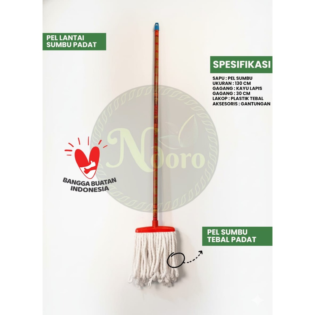 Pel Lantai Sumbu/ Alat Pel Gagang Kayu/ Pel Lantai Sumbu Gagang Kayu
