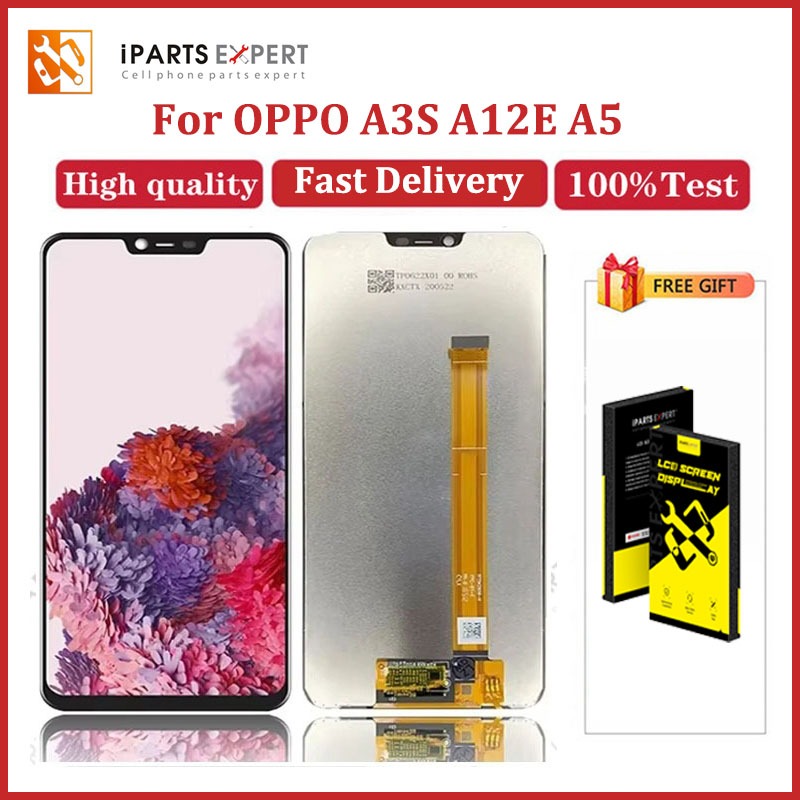 IPARTSEXPERT LCD Asli untuk OPPO A3S A12e A5 CPH1803 CPH1853 Layar LCD Rakitan Digitizer Sensor Pane