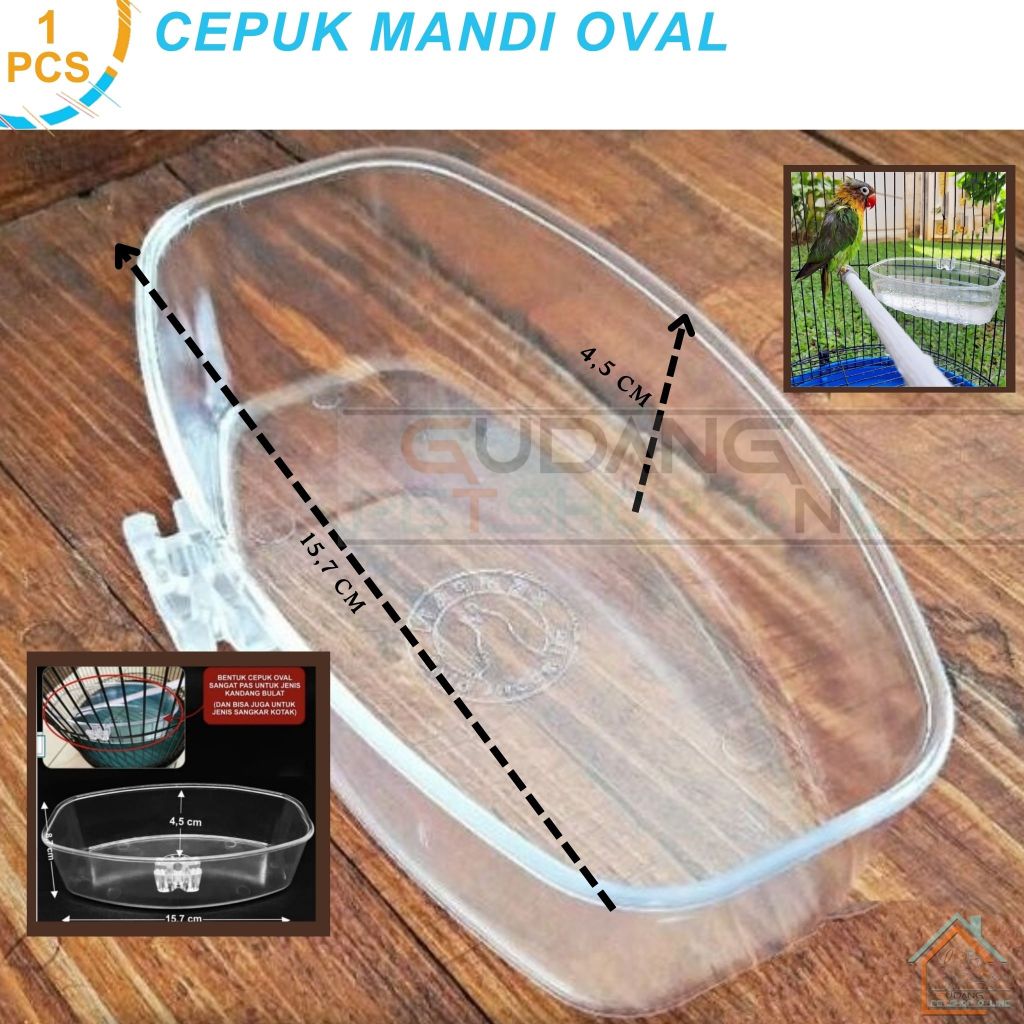 Cepuk Mandi Burung OVAL Wadah Tempat Makan Minum Mika Plastik Tebal GPO