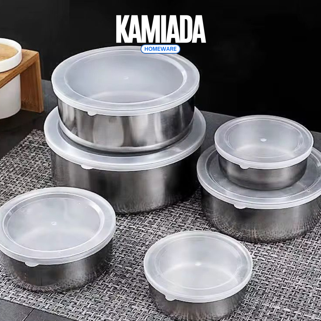 Fresh Box 5 Susun Stainless Steel Polos Dengan Tutup Box Rantang Stainless Steel Multifungsi