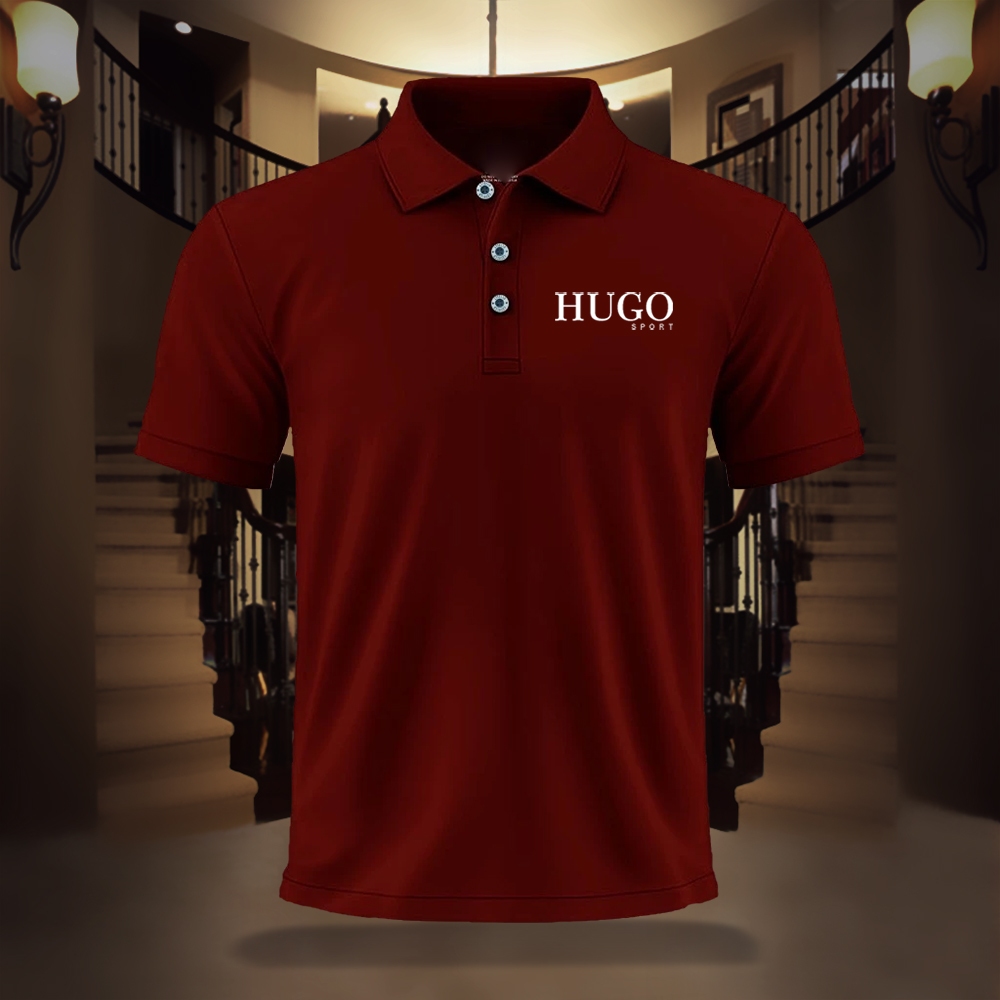 PROMO Kaos Polo Distro Pria Adem Nyaman Keren || Kaos Polo Distro Pria Logo Hugo sport putih