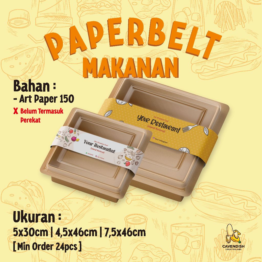 Paperbelt Makanan | Sleeve Makanan | Label Box Bento | Sleeve Nasi Kuning