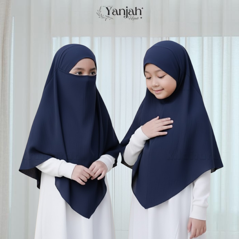 Hijab French Khimar Anak Crinkle Airflow Usia 4-8tahun/Jilbab Arabian