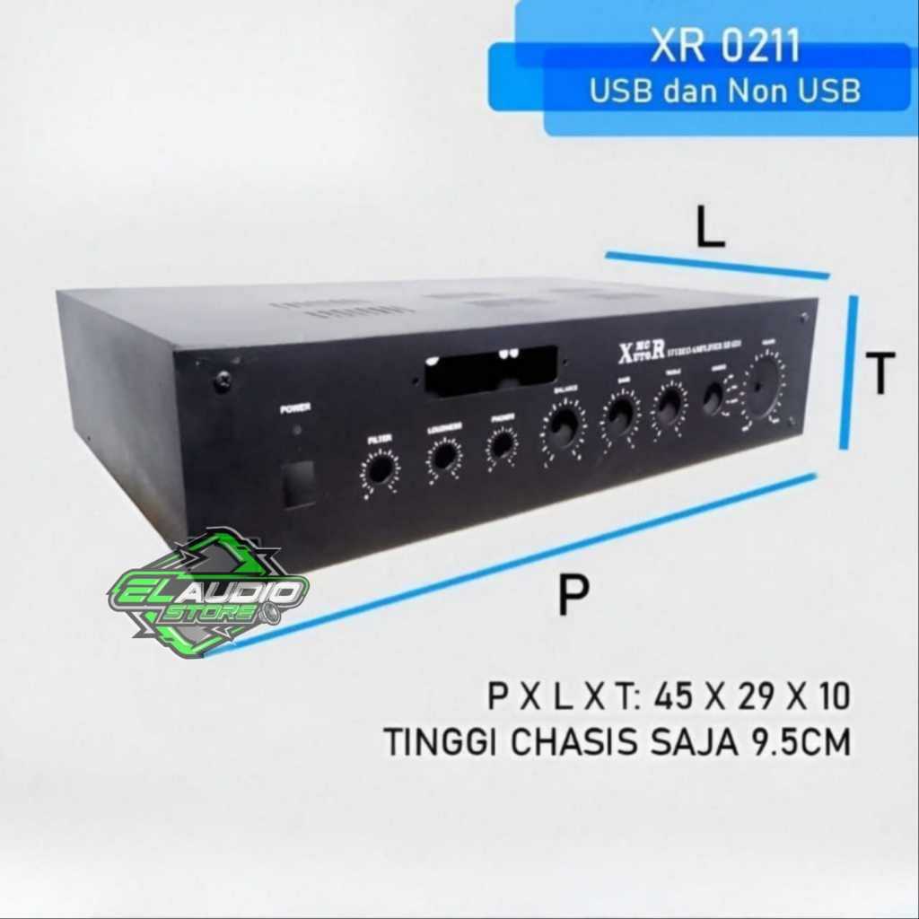 Box Power Amplifier XR0211 + USB / Bok Ampli XR 0211 Bahan Plat Tebal