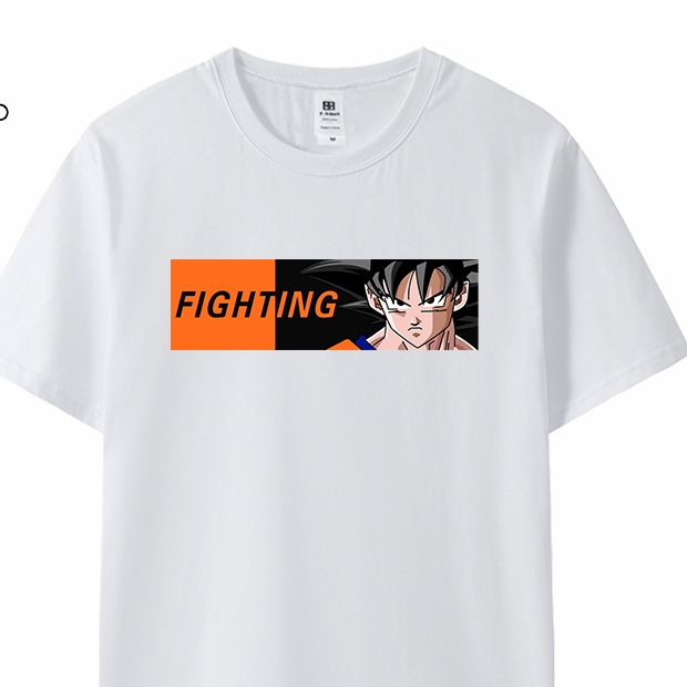 Kaos Oblong Kolaborasi Dragon Ball Unisex Pasangan, Merek Trendy, Desain Goku dan Majin Buu, Gaya Ov