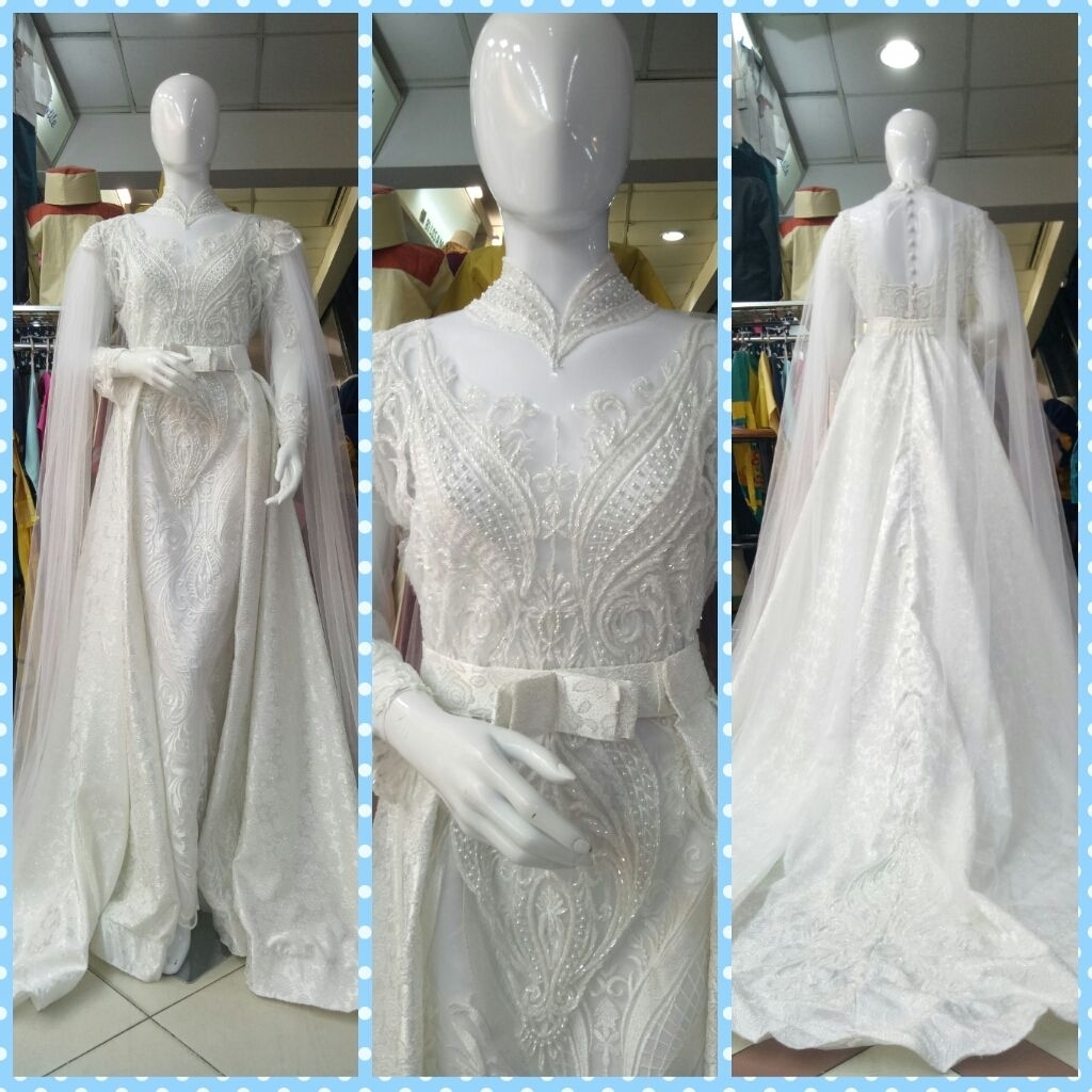 Gaun Pengantin Slim Putih Akad