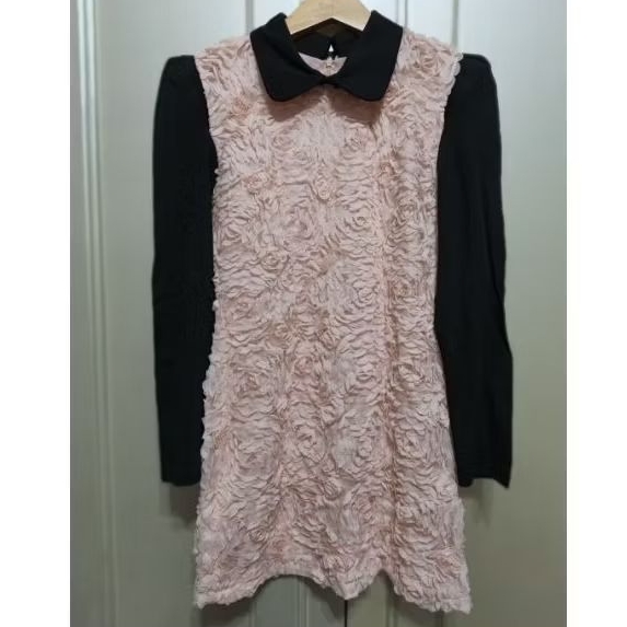 Dress Bunga Pastel Peach Pink JS Butik Super Premium dan Mewah