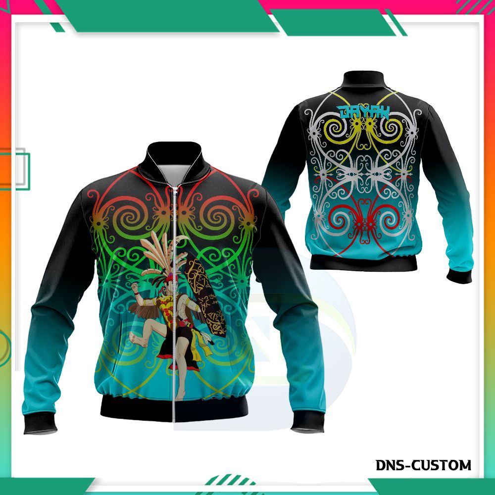 Jaket Bomber Dayak Kalimantan Pria Wanita Custom Desain