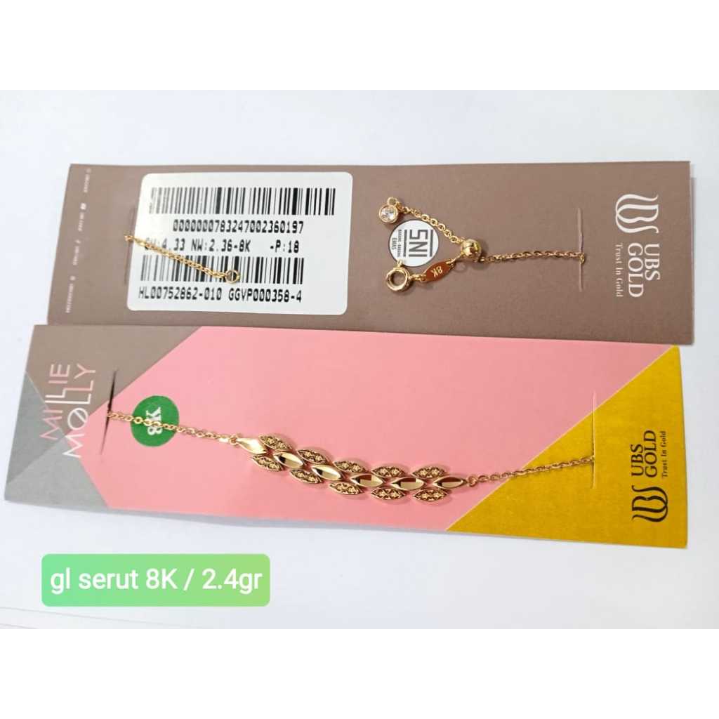 0358 GELANG SERUT MILLIE MOLLY MOTIF BIJI PADI KADAR 375 8K