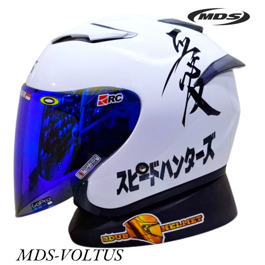 Helm MDS Voltus White Kenji paket ganteng spoiler 3D