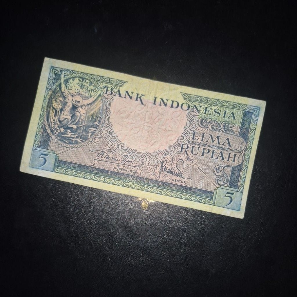 Uang Kuno Seri Hewan Pecahan 5 Rupiah Tahun 1957 (5 kera)