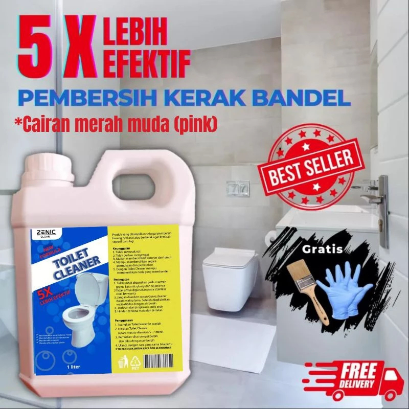 Cairan Pink / Merah Zenic Cleaner 1 liter pembersih kerak membandel di lantai westafel toilet kamar 