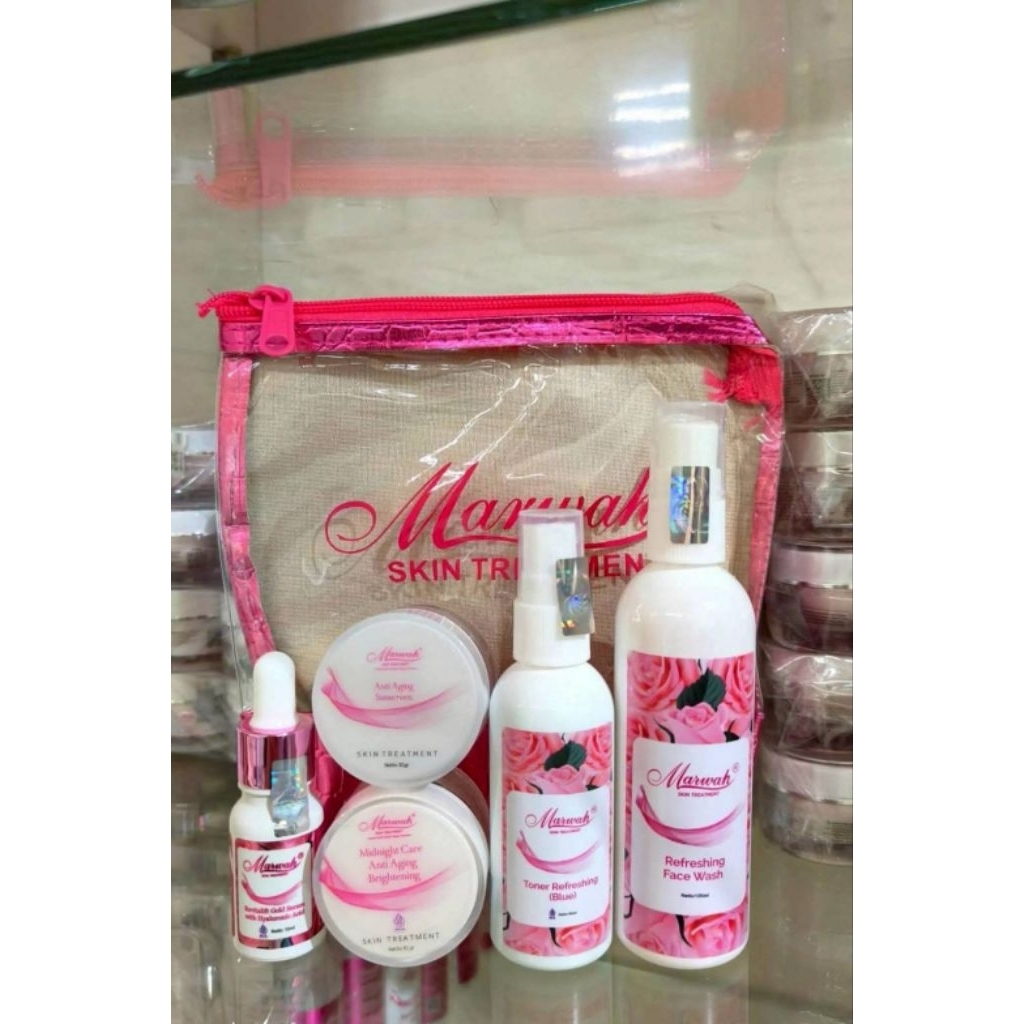 MARWAH SKINCARE PAKETAN LENGKAP PENCERAH WAJAH KUSAM FLEK HITAM PERAWATAN KULIT BERJERAWAT