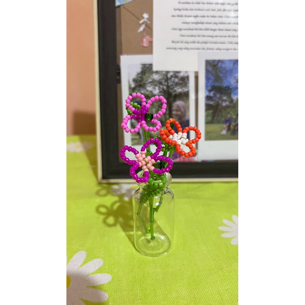 Bunga manik manik kecil/ diy manik manik/ bunga meja kecil/ bunga hias mini