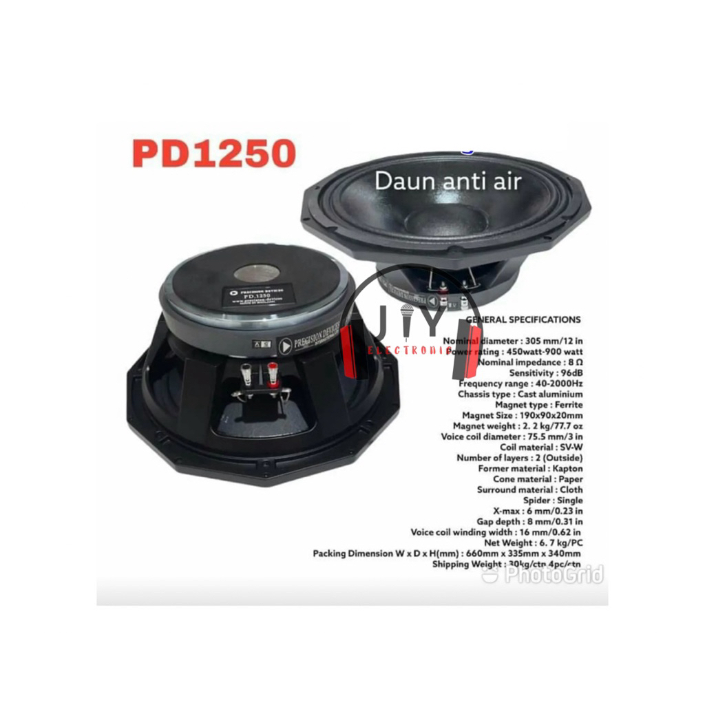 Speaker 12 inch Precision Devices PD-1250 H PD1250 PD 1250 Speaker Komponen