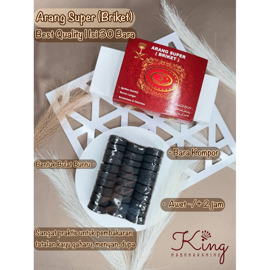 (GROSIR) Arang Super Briket Maulana Wahyu Isi 30 Pcs | Areng Briket Bara Briket Bara Bukhur