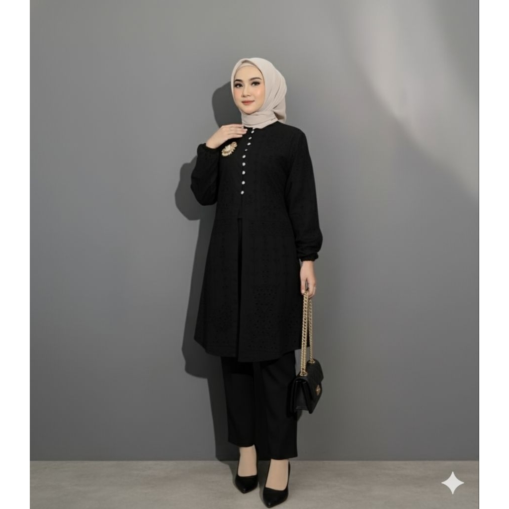 Chea tunik Cotton Bordir/ Tunik Cotton/katun bolong/katbol/Tunik lebaran/Tunik kondangan