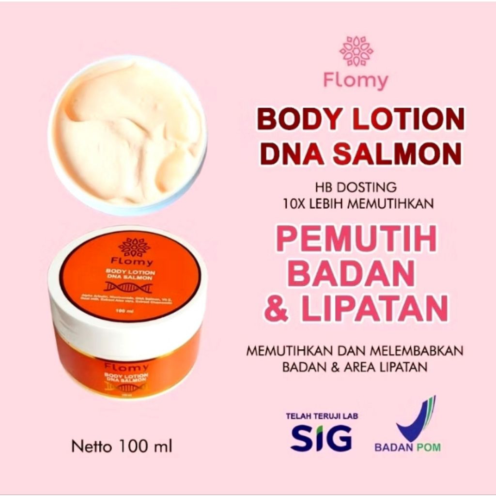 Flomy body lotion dna salmon . Body lotion whitening with dna salmon