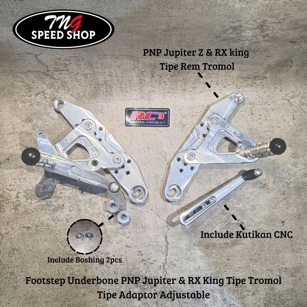 FOOTSTEP FOOT STEP UB UNDERBONE RC3 RACING JUPITER Z RX KING RXKING TIPE REM TROMOL ADAPTOR ADJUSTAB