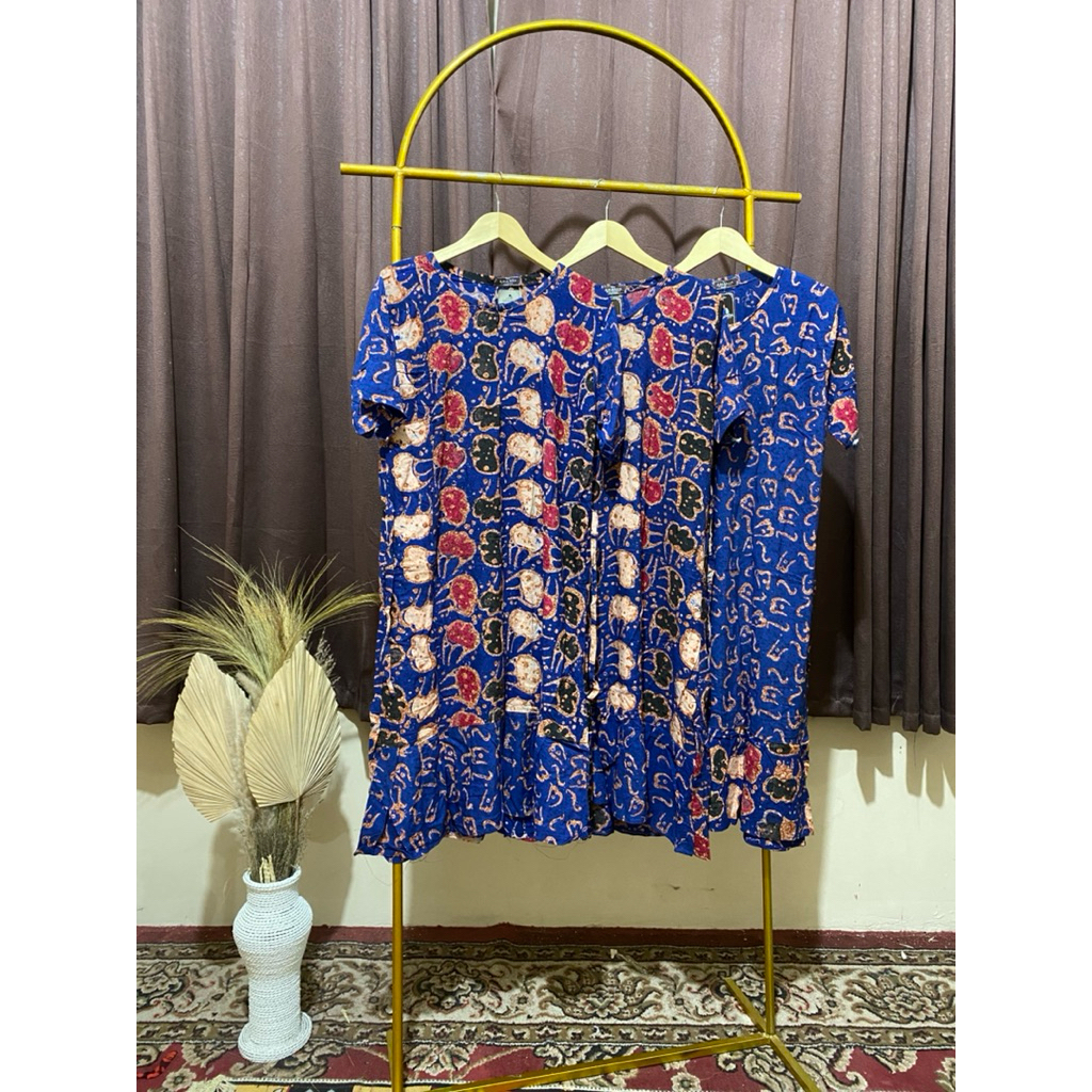 Husna Store Daster Zara Busui OO3 Motif Batik Cap Wanita Baju Tunik Katun Terusan Casual Formal Leba