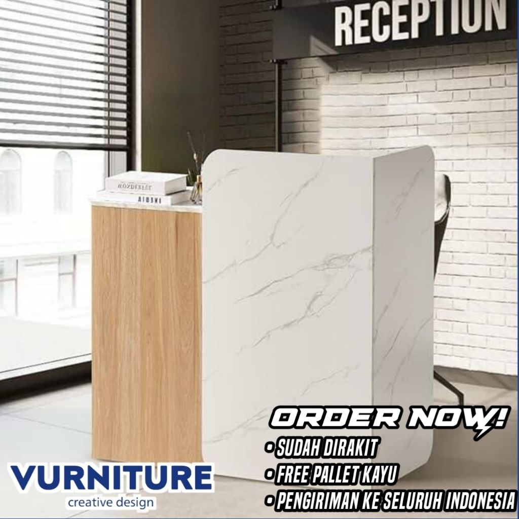 [GARANSI 3 TAHUN] Meja resepsionis minimalis meja kasir meja barber meja toko meja salon sudah dirak