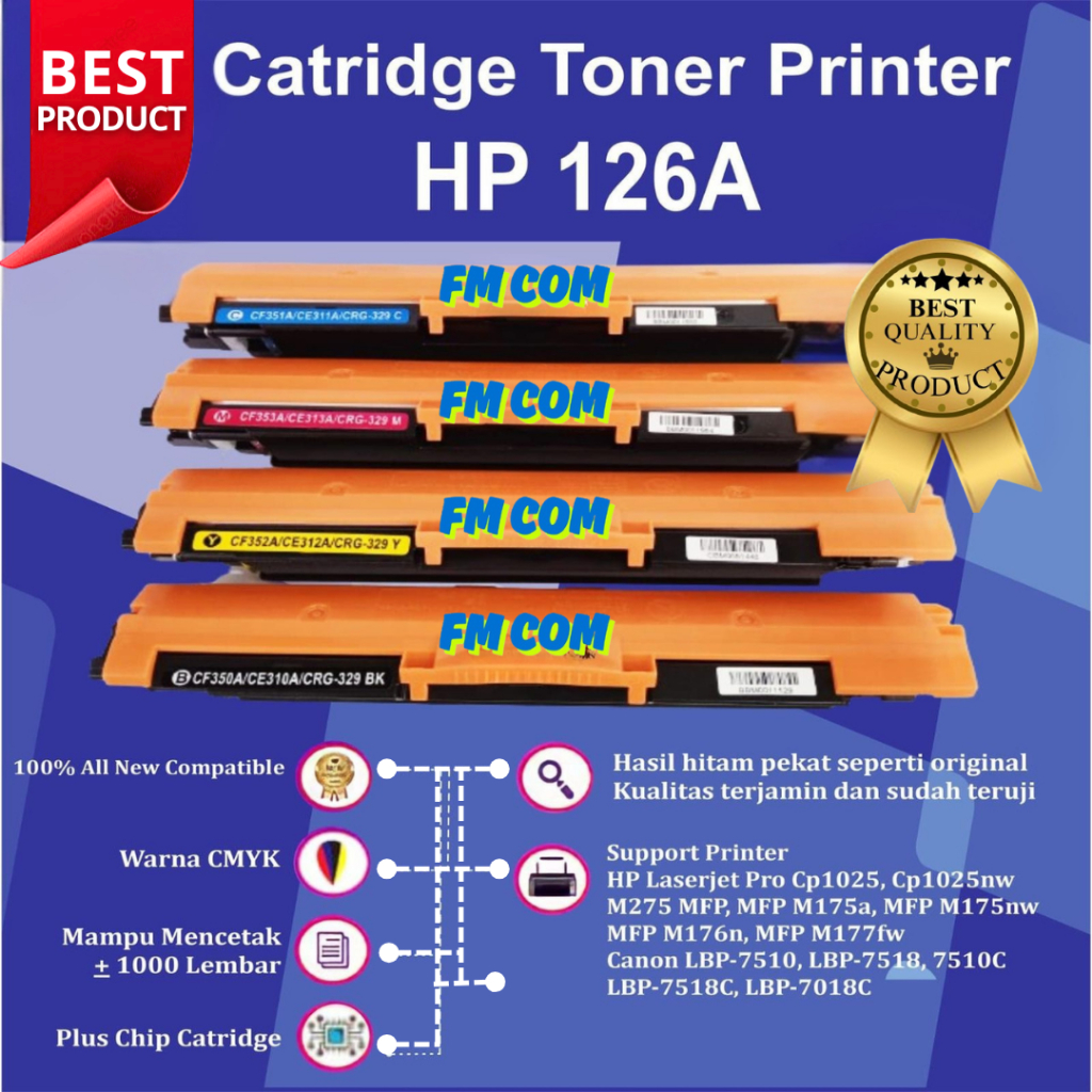 Cartridge Toner HP CE310A CE310 126A New Black Printer CP1025 CP 1025