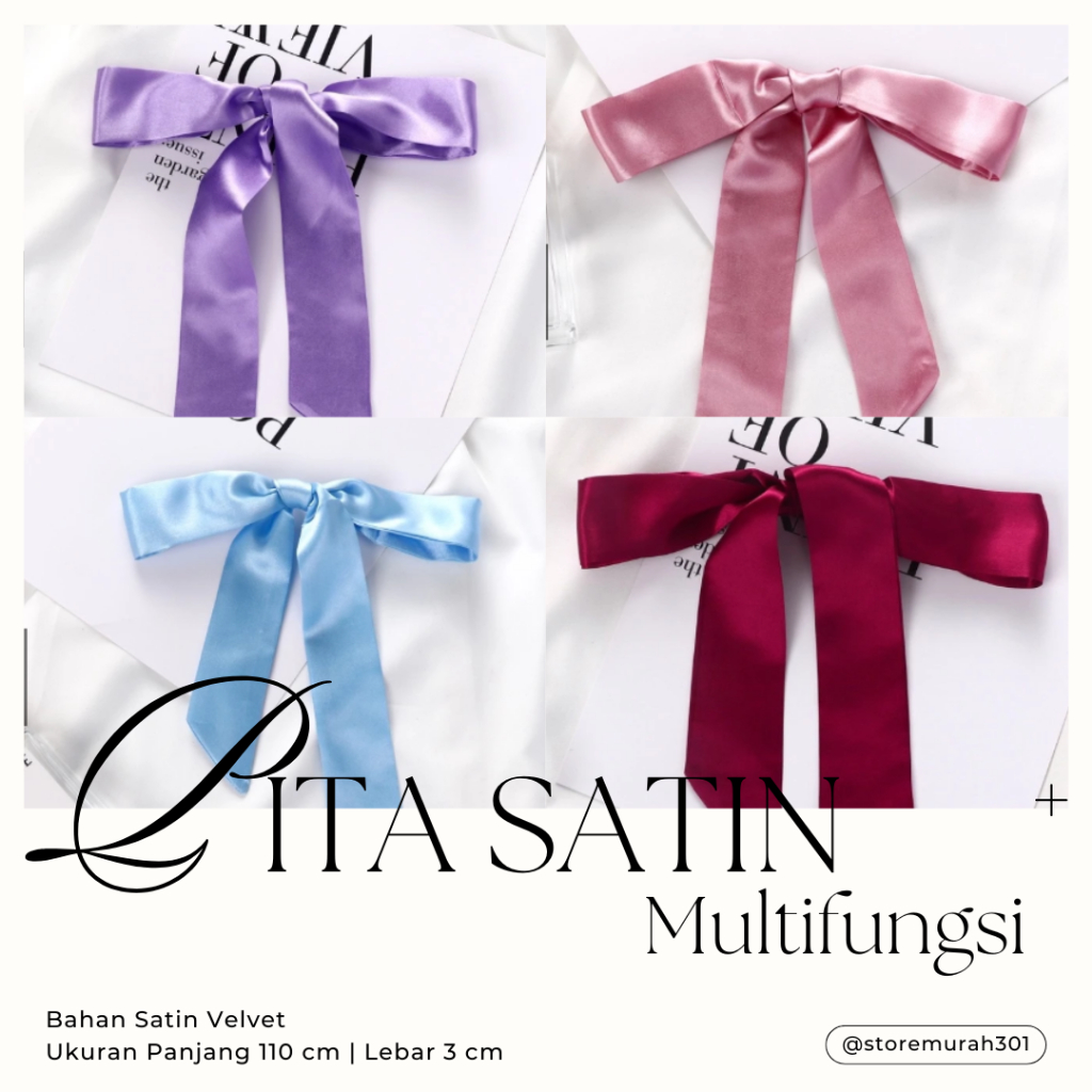 Pita multifungsi obi belt sabuk pita satin aksesoris kebaya dress anak tali satin panjang 110cm