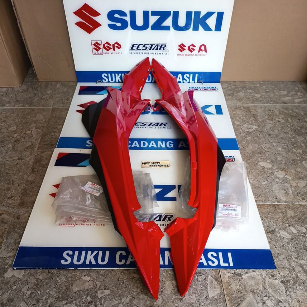 cover bodi body belakang suzuki satria fu 150 Facelift FL sepasang warna merah 2013-2015 original sg