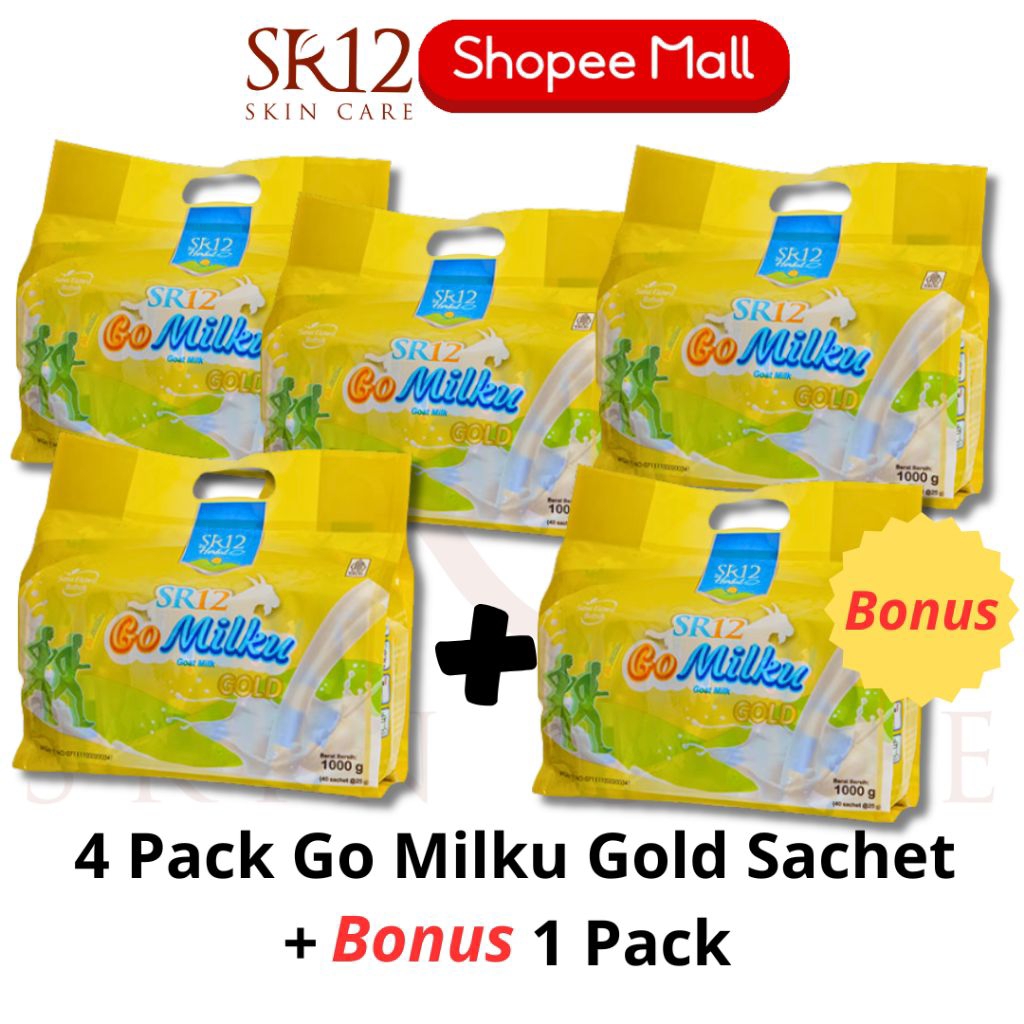 SR12 Bundling 4 Pack Go Milku Gold Sachet + Bonus 1 Pack