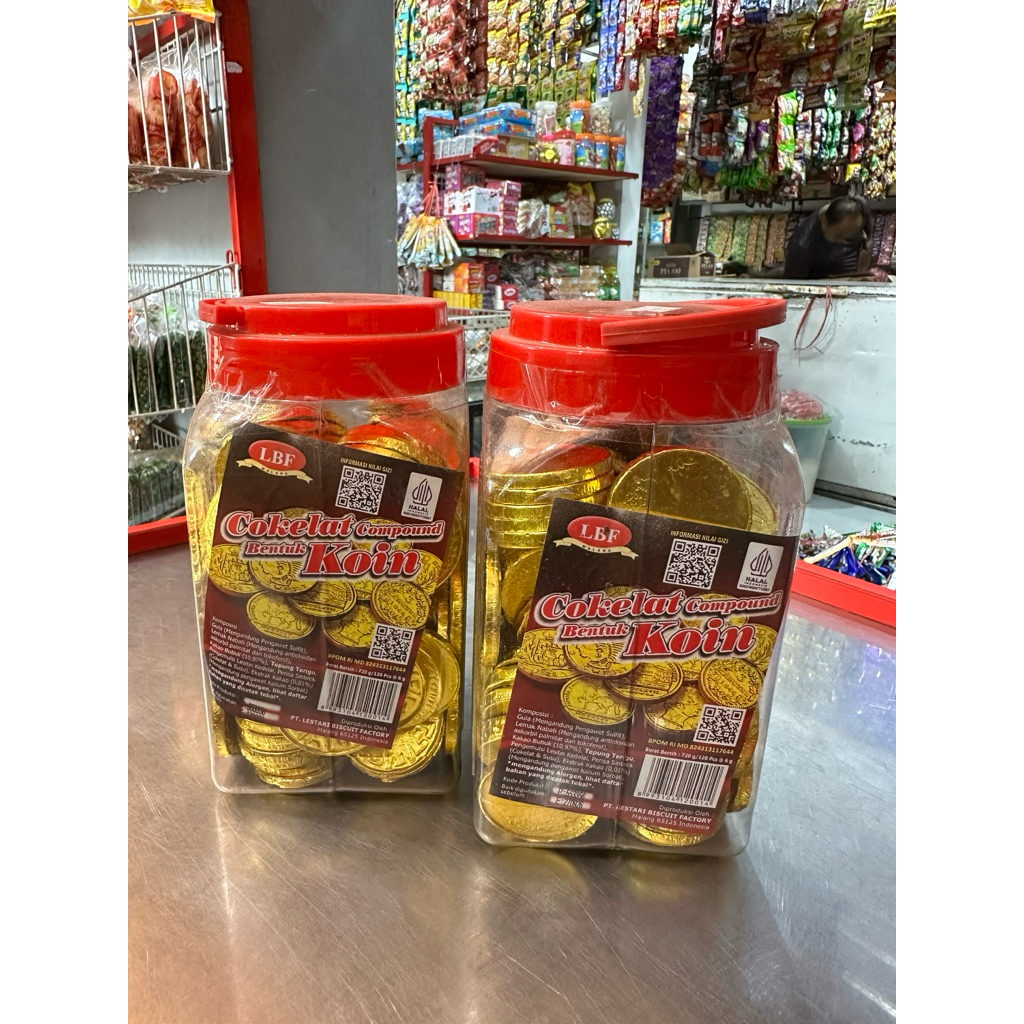 compound coklat bentuk coin toples 120 pcs