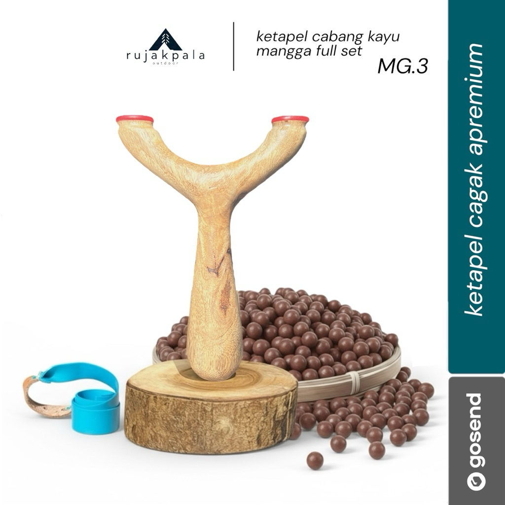 mangga MG.3 - ketapel cagak asli kayu mangga / ketapel kayu natural untuk lomba full set