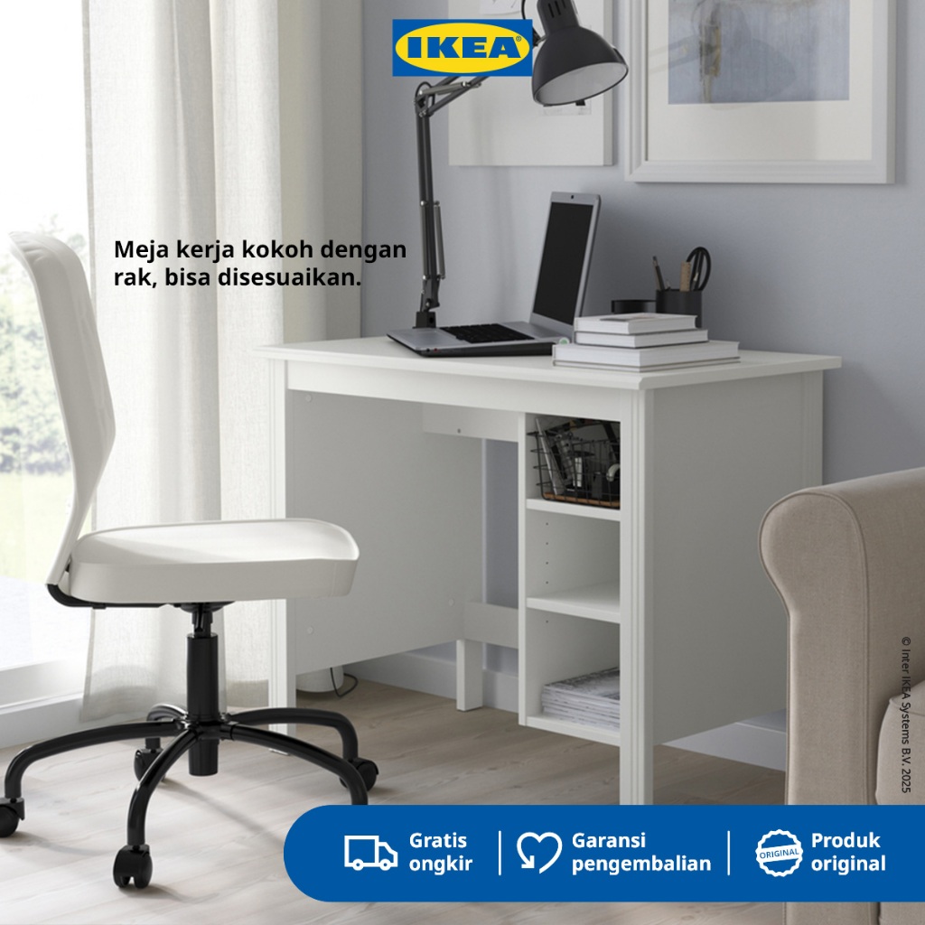 IKEA BRUSALI Meja Kerja / Meja Belajar Minimalis Putih 90x52cm