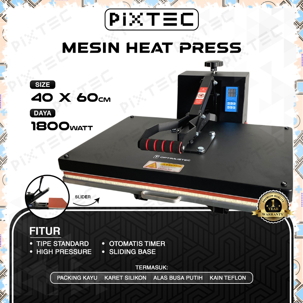 Pixtec Mesin Press Sablon Kaos 40x60 1800 Watt UPSL