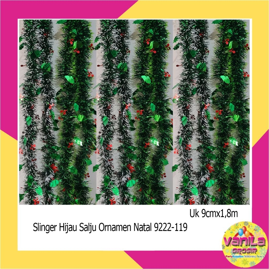Slinger Hijau Salju Ornamen Natal, slinger Warna Warni, Hiasan Dekorasi,slinger dekorasi natal, slin