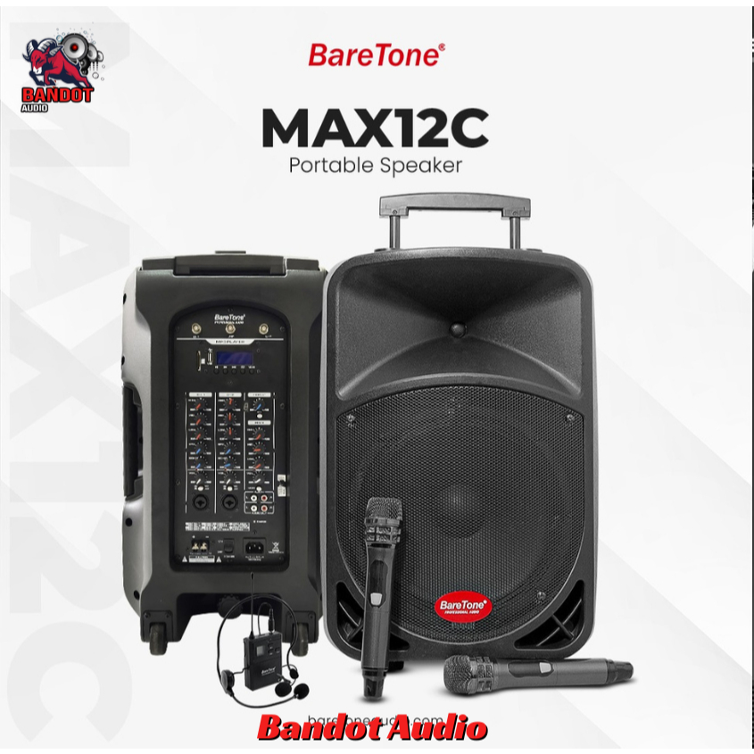 SPEAKER BARETONE MAX12C SPEAKER BLUETOOTH PORTABLE 12INCH