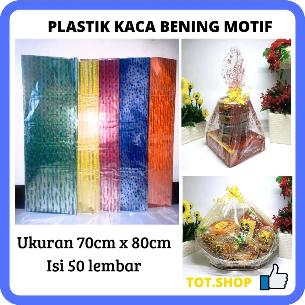 Plastik kado kaca bening motif ukuran 70x80 cm isi 50 pcs plastik parcel kado lamaran KADO JUMBO OPP