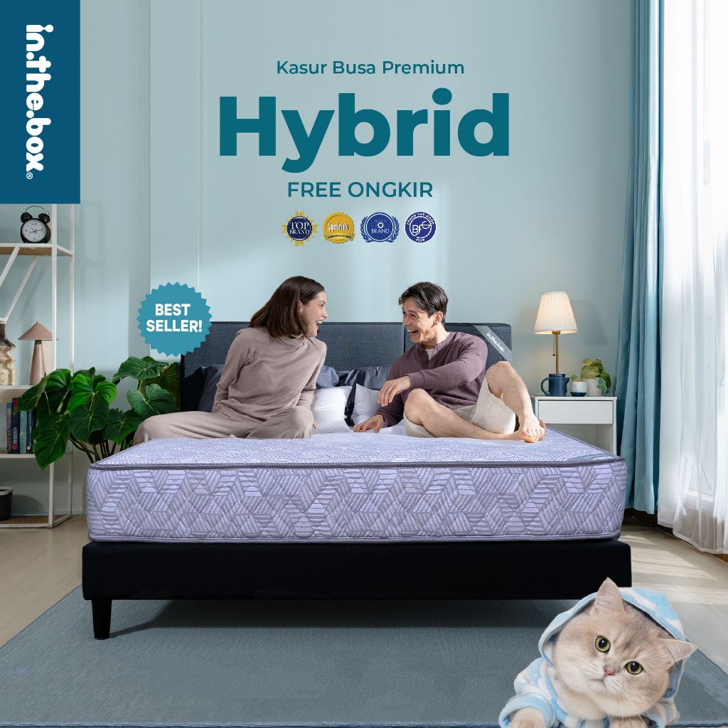 Kasur Busa Empuk Ergonomis IN THE BOX Hybrid - Free Bantal Garansi 10 Tahun
