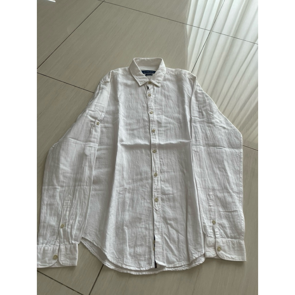 preloved kemeja putih tangan panjang zara man cowok slimfit size M atasan baju kerja