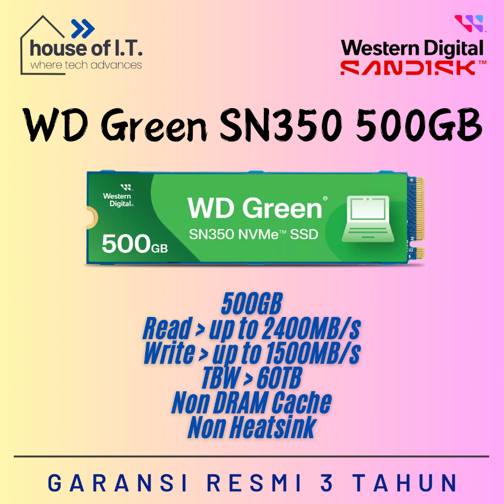 WD SN350 500GB NVMe - Western Digital 500GB SN530 -  Garansi Resmi