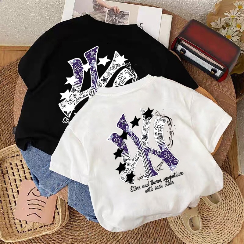 korea style Hitam cocobaby t shirt cotton Kaos Atasan Anak laki-laki Perempuan | MLB pattern yang se