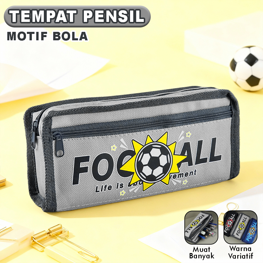 Tempat Pensil Motif Bola Keren Tempat Pensil Anak Muat Banyak Pecinta Sepak Bola Multifungsi BA-5379