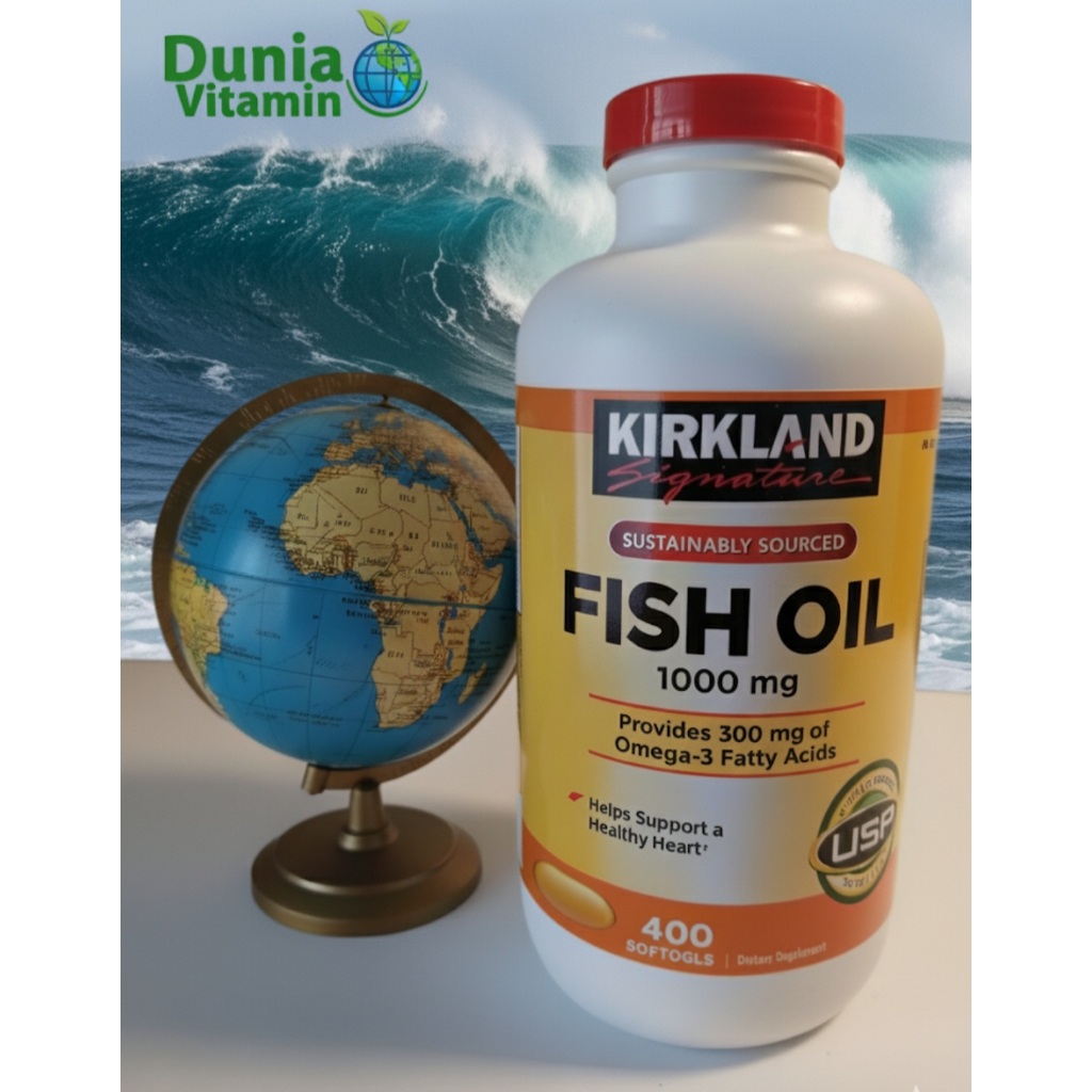 Fish Oil 1.000 mg., Contains 400 Softgels, Made By Kirkland Signature, Supports Healthy Heart and Bl