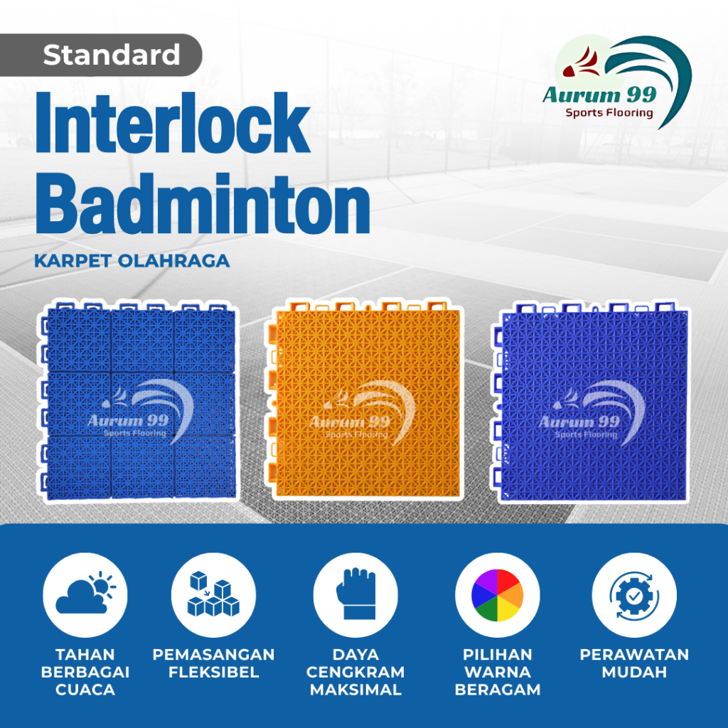 Interlock Badminton - Lantai Interlock Badminton | Karpet Bulutangkis | Interlock Lapangan Badminton