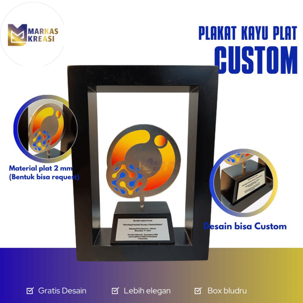 Plakat Kayu Frame Plat Custom, Plakat Penghargaan, Plakat Kenang kenangan