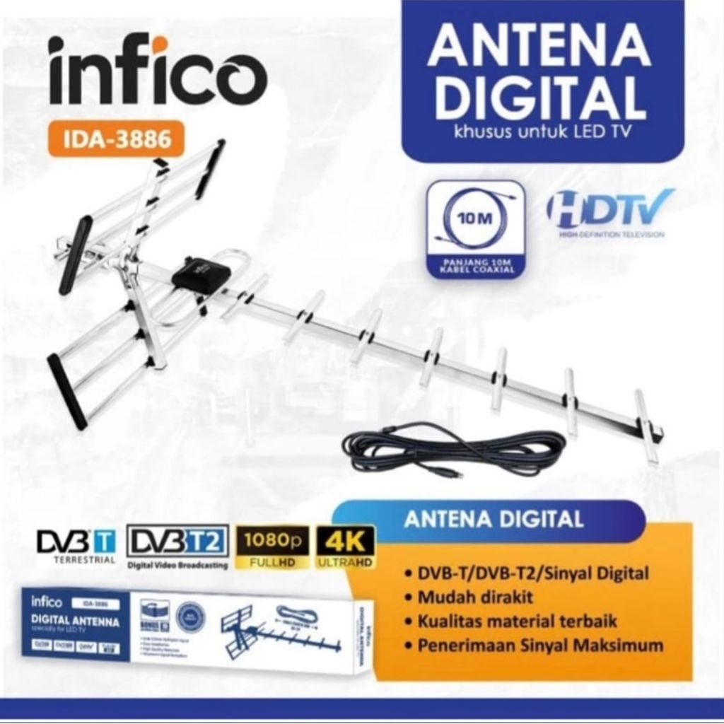 Antena tv digital outdoor free kabel 10 meter