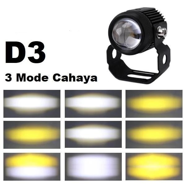 Maxx Variasi Lampu Tembak Projie LED Motor AYOTO F02 Putih dan Kuning Watt 18+18 D3 D2