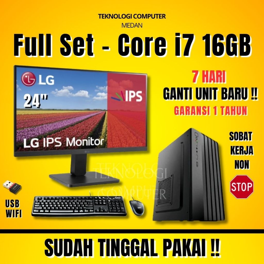 Core i7 | Full Set 24" LG | PC Kantor Admin Sekolah | Komputer CPU Rakitan
