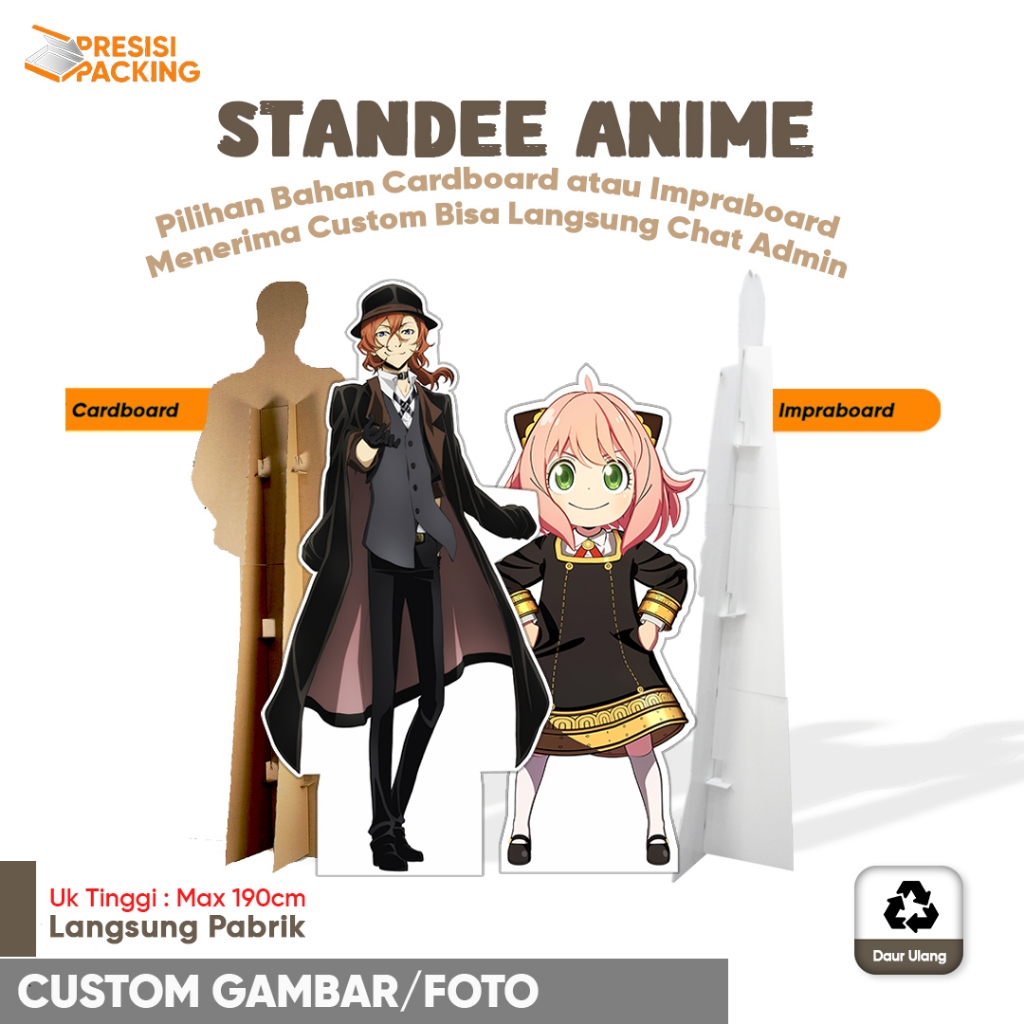 Standee Tokoh Anime Bahan Cardboard / Impraboard Ukuran Real Size Max 190cm