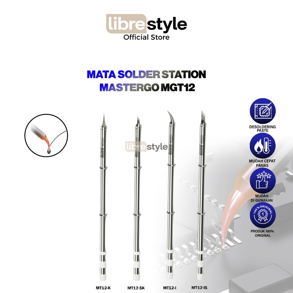 MASTERGO MGT12 MATA SOLDER STATION  for solder T12 ORIGINAL - MGT12-I (Bengkok) - MGT12-IS (Pisau Ge