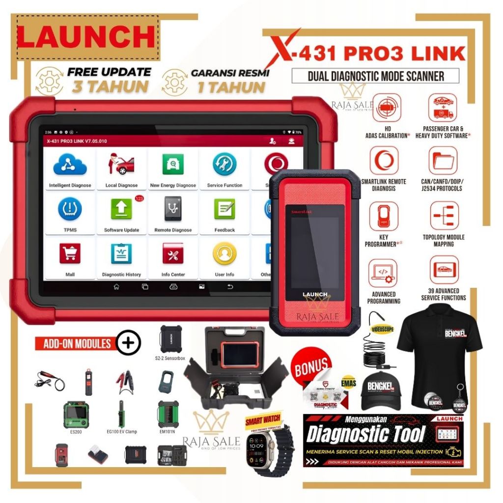 Scanner MOBIL Universal Launch X431 PRO3 LINK, Scaner Mobil Terlengkap Professional Diagnostic Tools